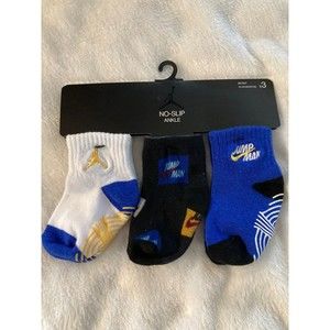 Nike Air Jordan Infant Baby No Slip Ankle Socks 3 Pair Jumpman 12-24 MON…